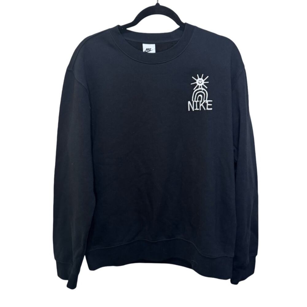 Nike Sportswear Fleece Crew Mens Size M Black/White
